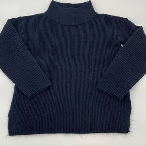 Ann Taylor Womens Pullover Sweater Mock Neck Acrylic Stretch Navy Blue XS Petite